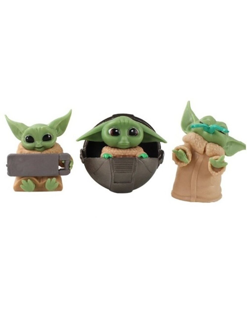 3pc Yoda Star Wars Baby Yoda Mandalorian Playset 3 Figure Cake Topper Toy Set